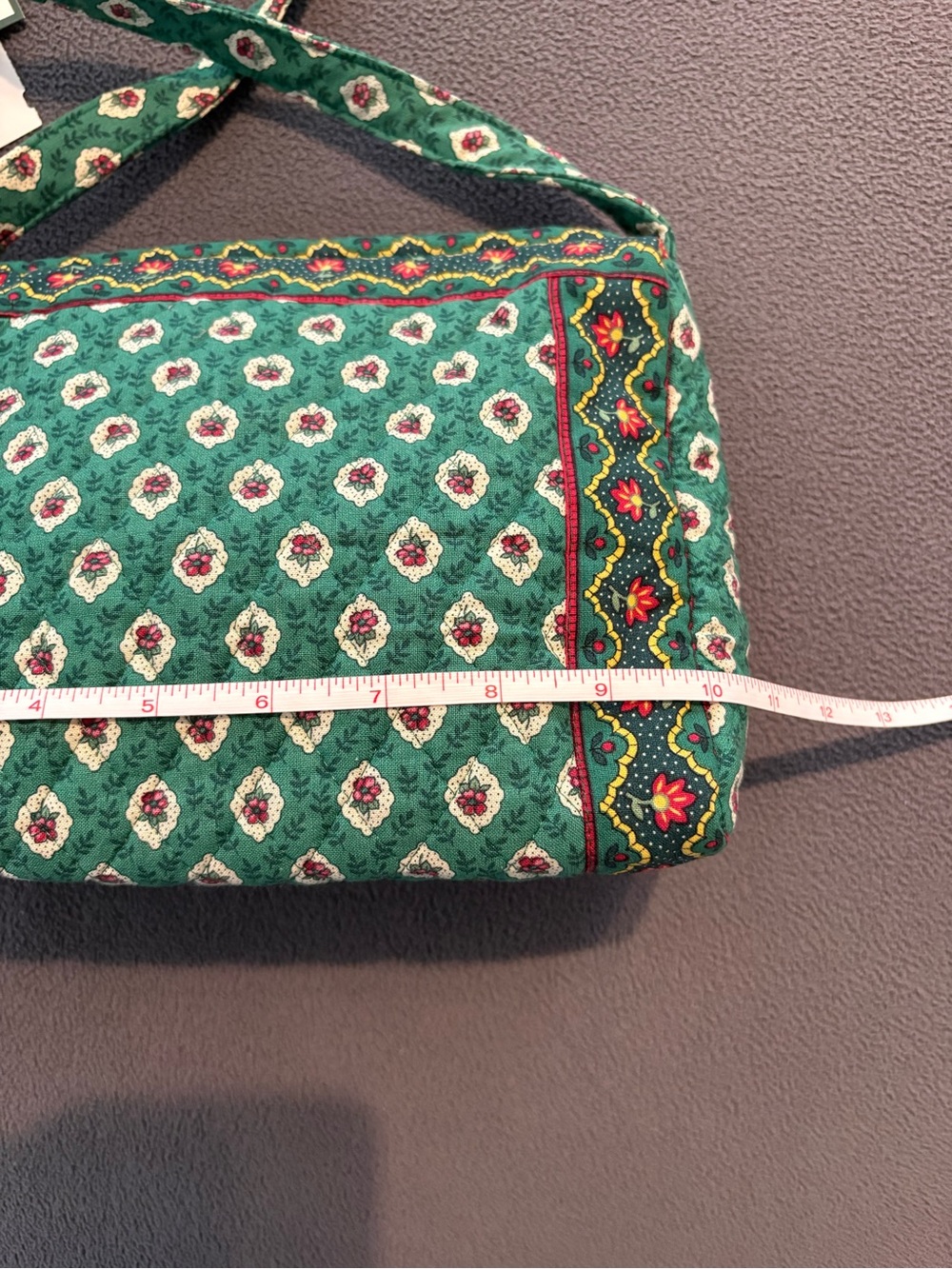 Vera Bradley Green Quilted Shoulder Bag with Multicolor Accents - Picture 11 of 13
